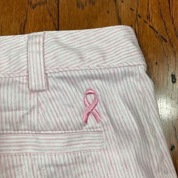 Lady Hagen Pink And White Striped Breast Cancer Awareness Shorts, Size 2 - Picture 3 of 10